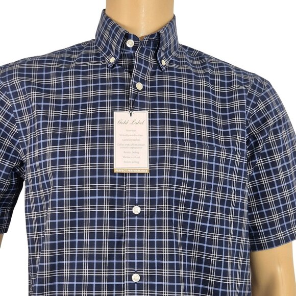 Roundtree & Yorke Other - Roundtree Yorke Gold Label Shirt Mens Size S Blue Plaid Short Sleeve Non Iron 57